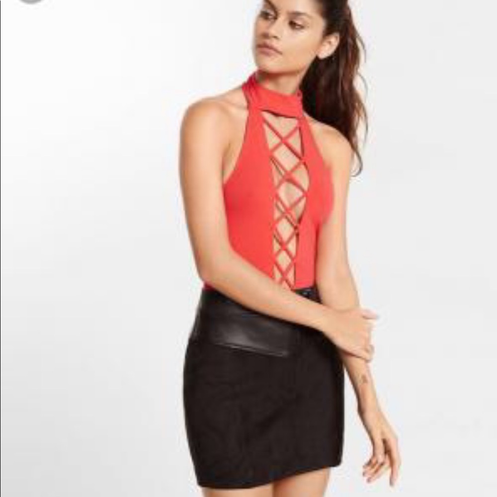 EXPRESS One Eleven Red bodysuit size XS